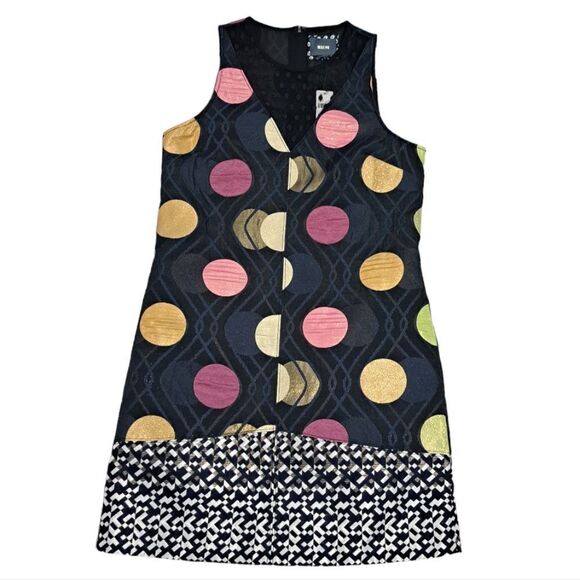 Anthropologie Maeve Tilde Polka Dot Palooza Retro Mod Metallic XS Black Motif NW - Picture 1 of 15